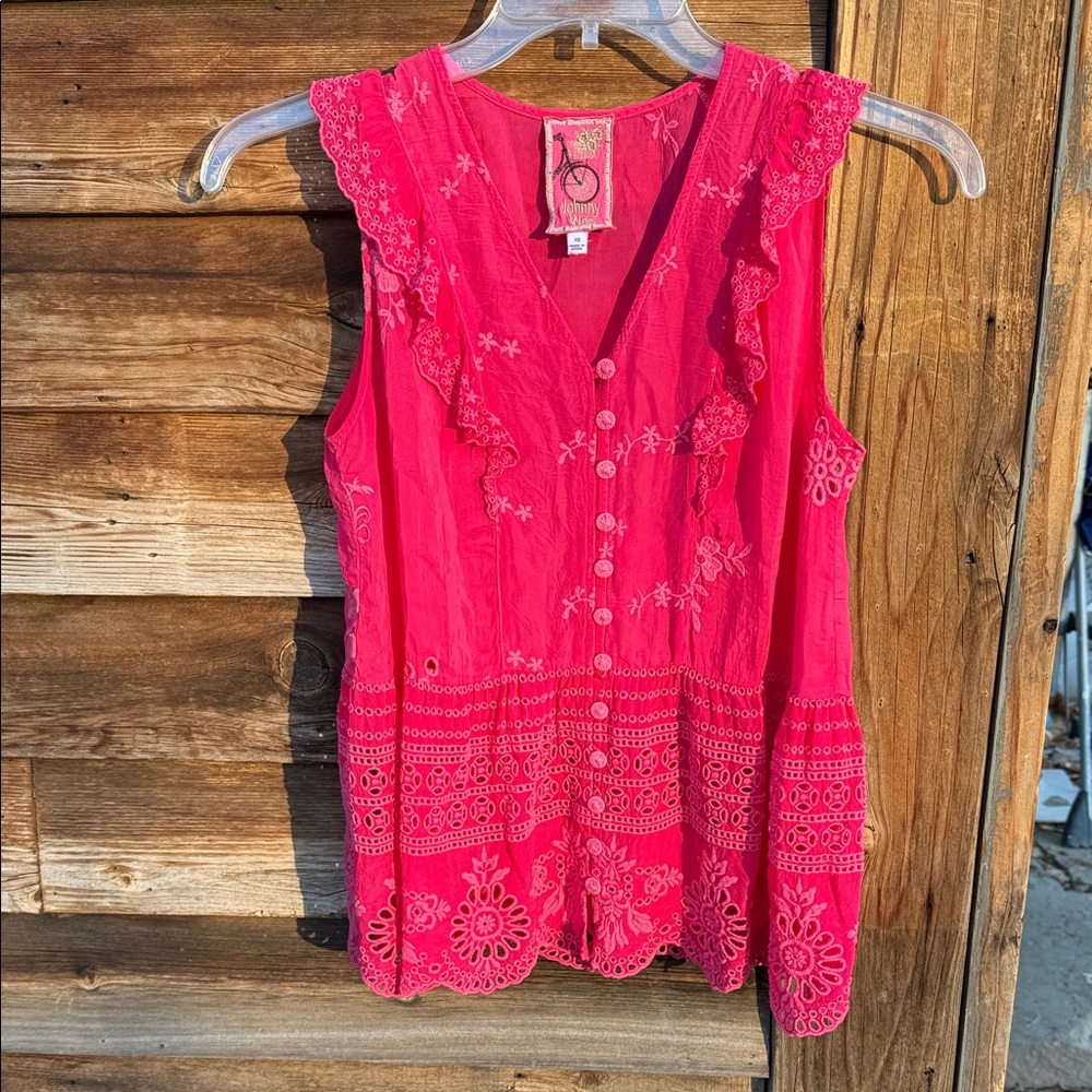 NWOT Johnny was Pink Sleeveless Lace Top - Picture 2 of 8